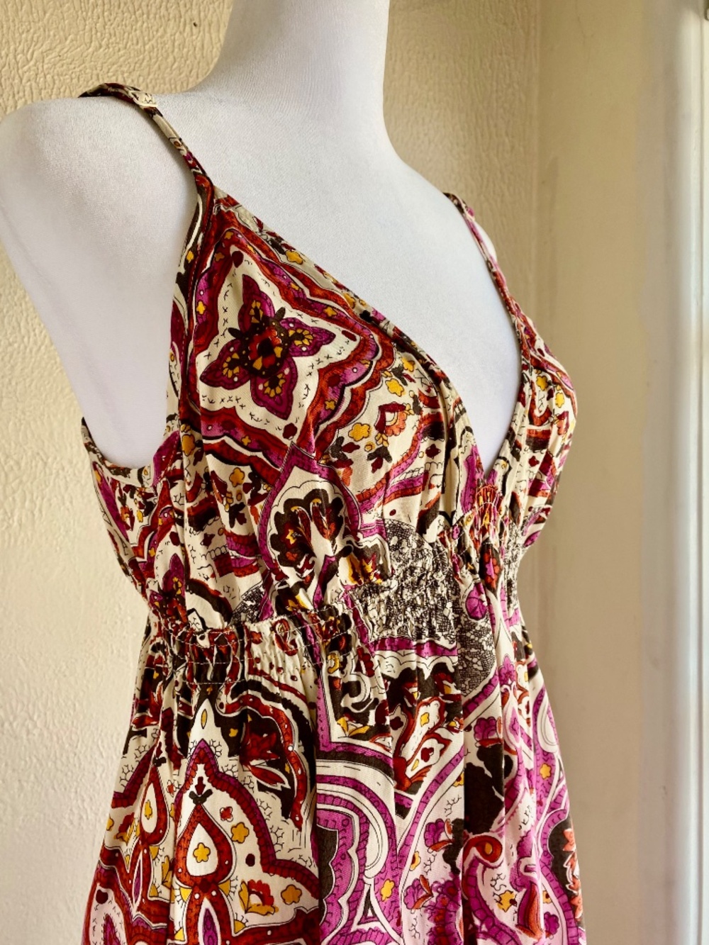 Lucky Brand fuchsia paisley maxi sun dress with ombre hem Size S - Picture 5 of 15
